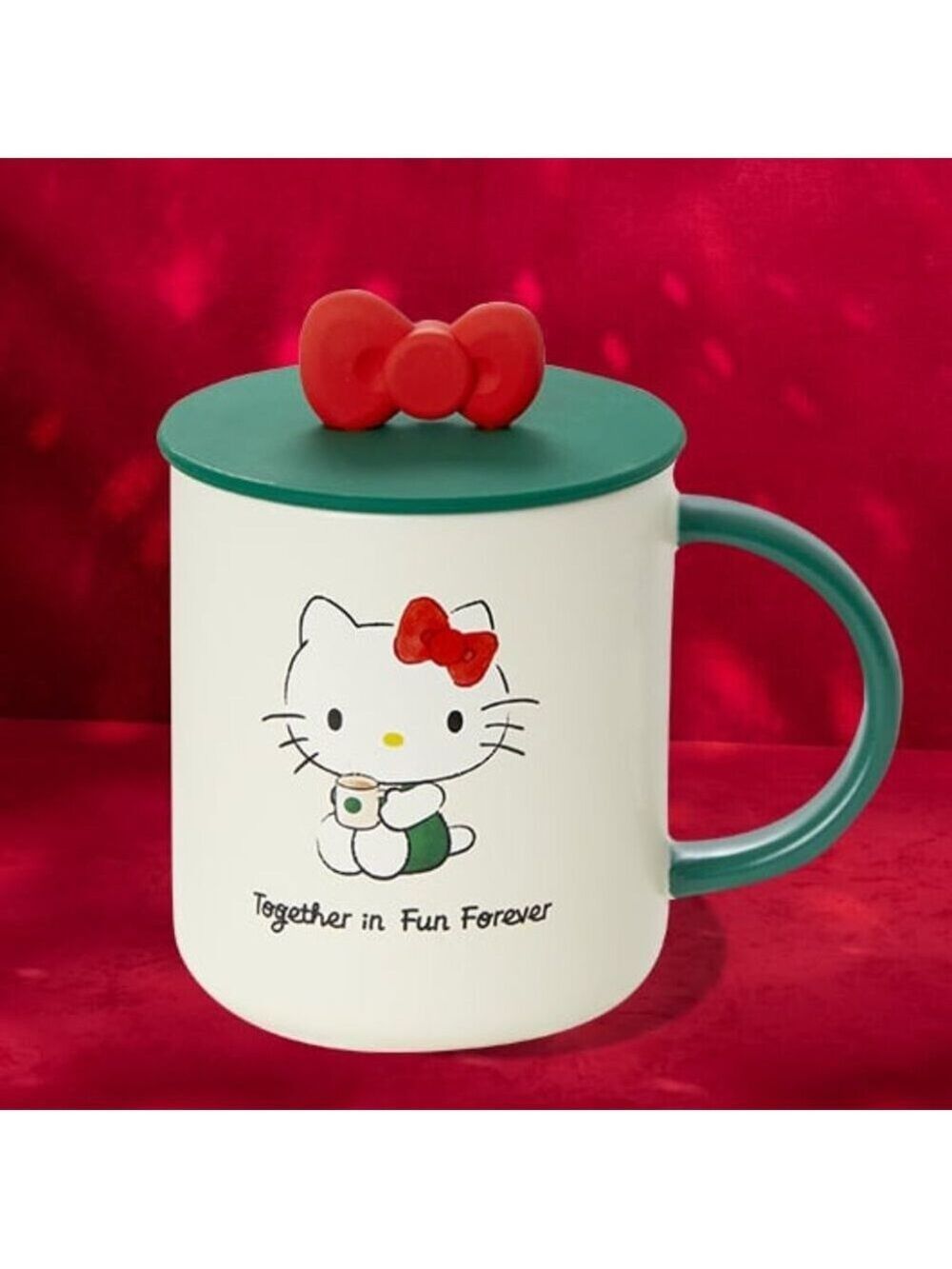Starbucks × Hello Kitty 16-oz Ceramic Mug - Holiday Edition Green Handle NIB